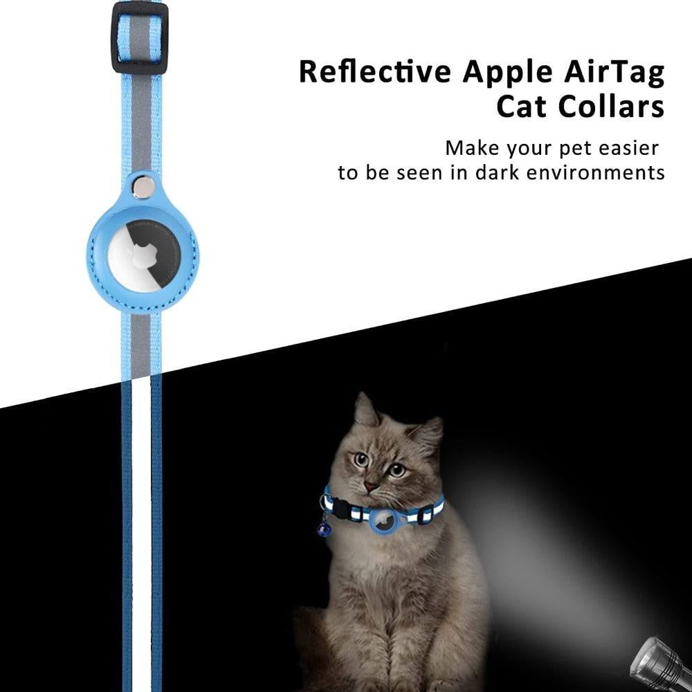 Reflective Airtag Case Collar for Cats and Small Dogs (up to 12")