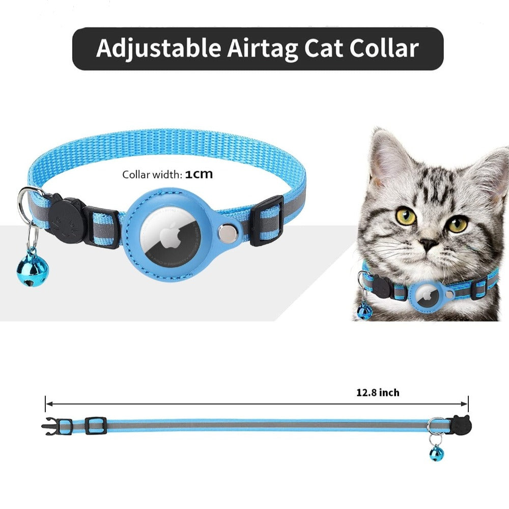 Reflective Airtag Case Collar for Cats and Small Dogs (up to 12")
